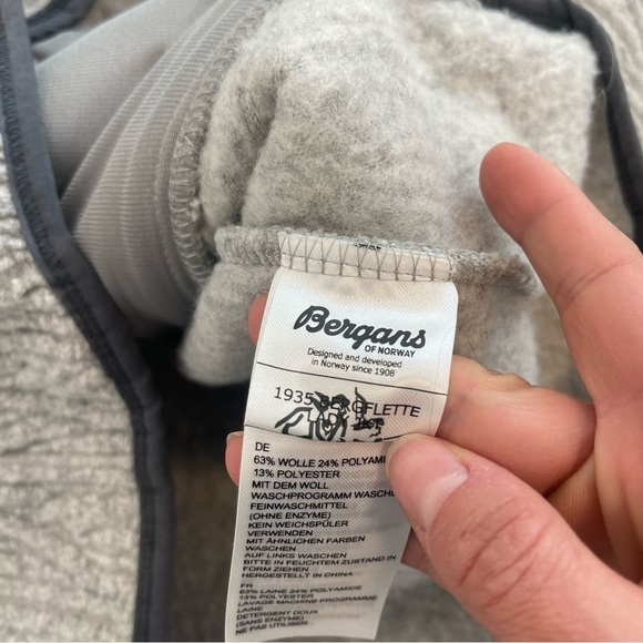 Bergans of Norway Women Grey Hooded Wool Blend Sweater Bergflette Jacket Medium - Picture 13 of 14